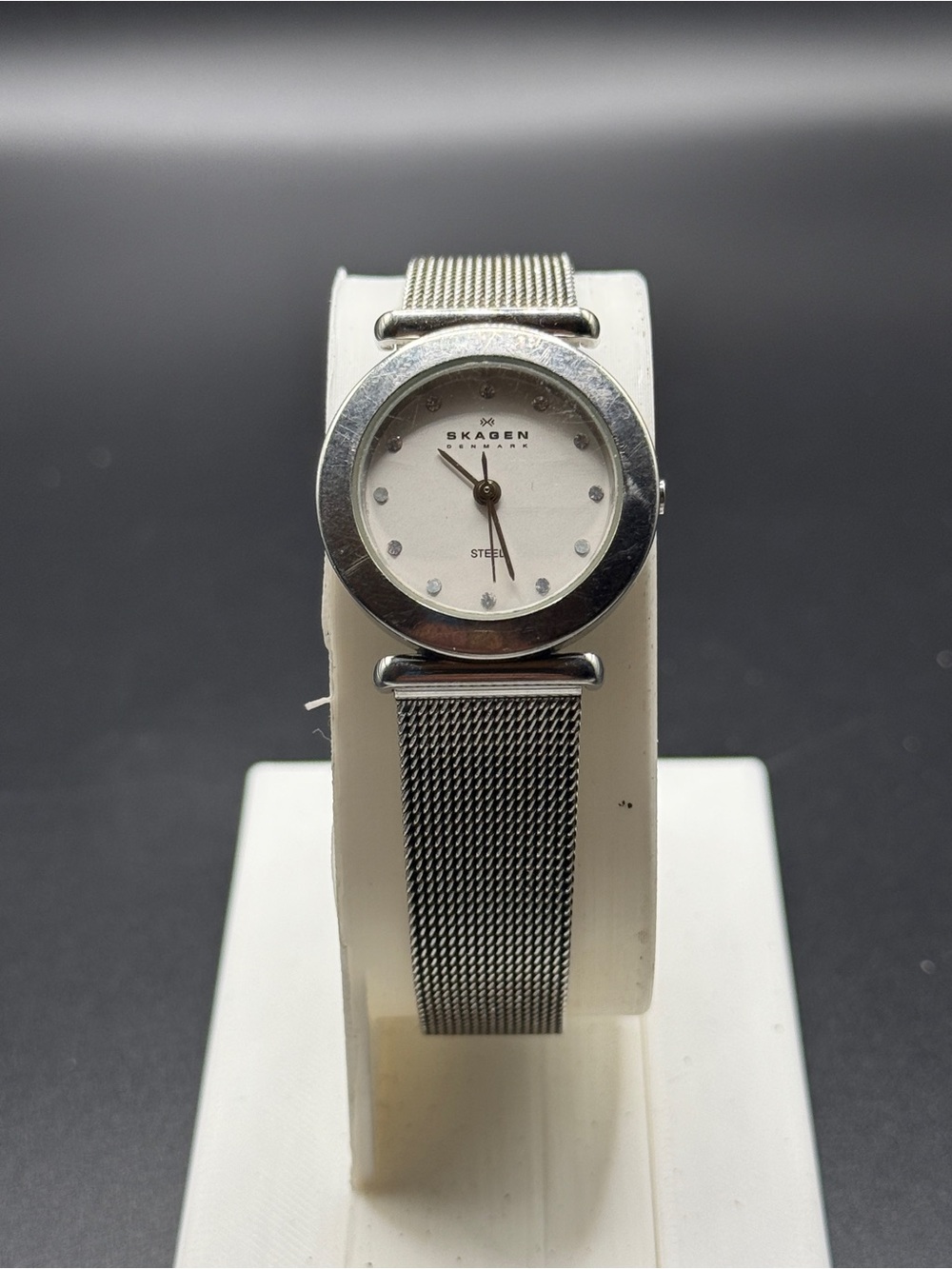 Skagen Denmark Slim Stainless Steel Mesh Watch Crystal Dial Petite 24mm 107SSSD